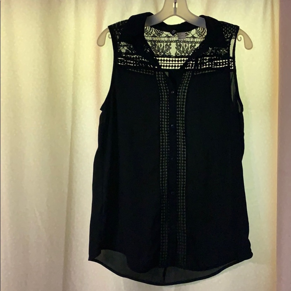 Lace button up tank top